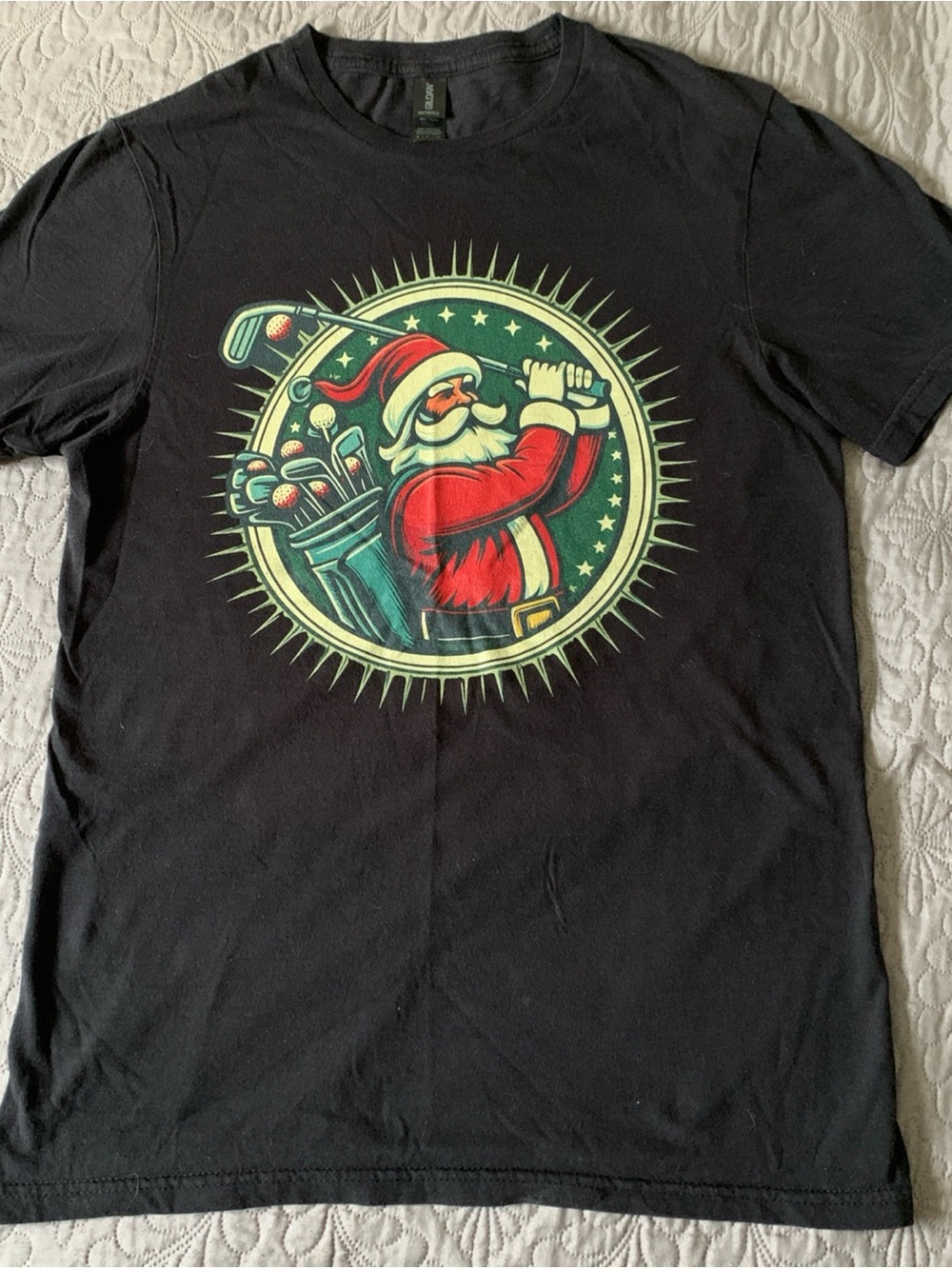 Golf Oh Christmas Santa Claus Vintage Golfer Golfing T-Shirt Men’s Small